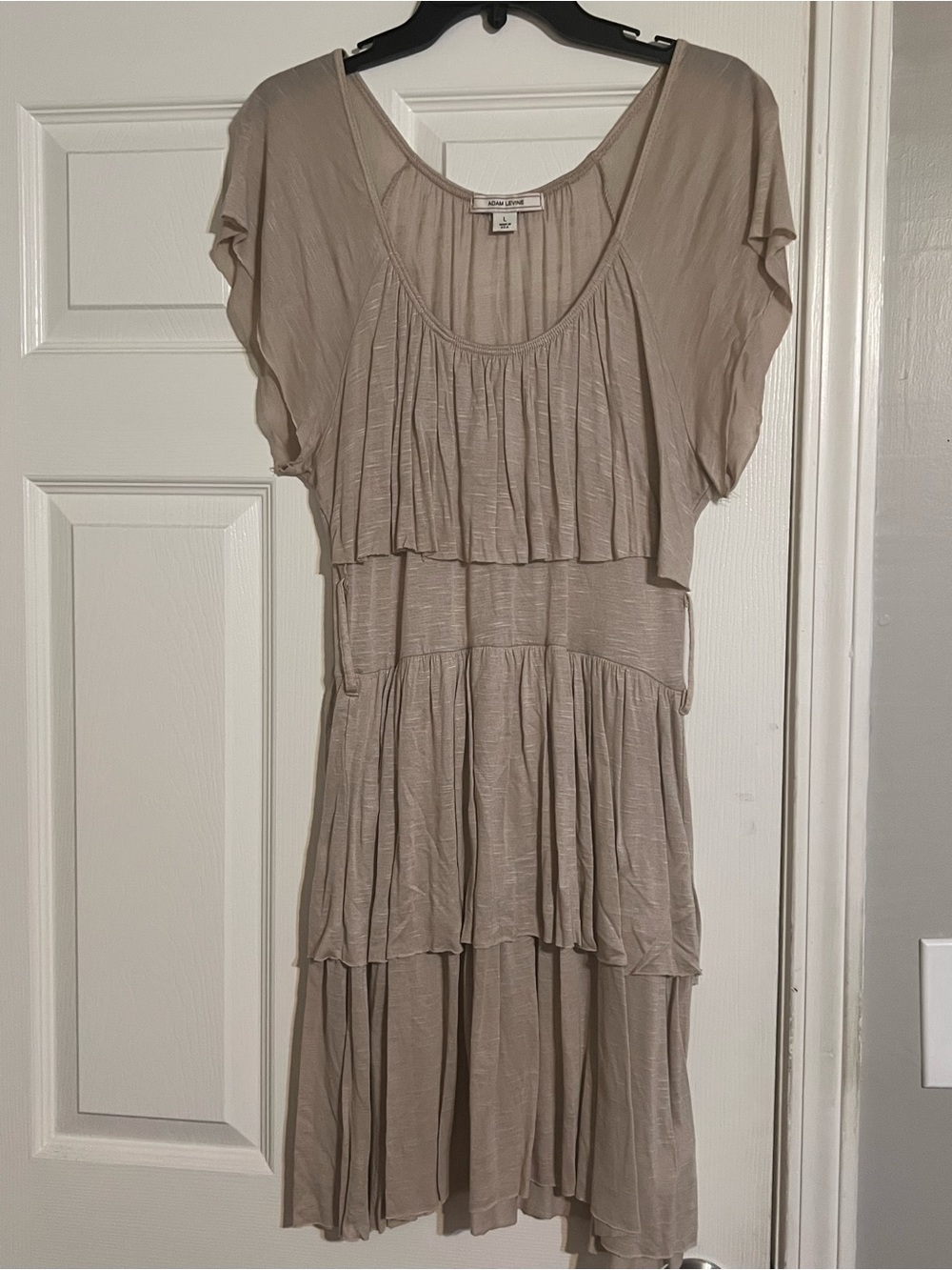 Adam Levine Collection Taupe Layered Ruffled Midi Dress